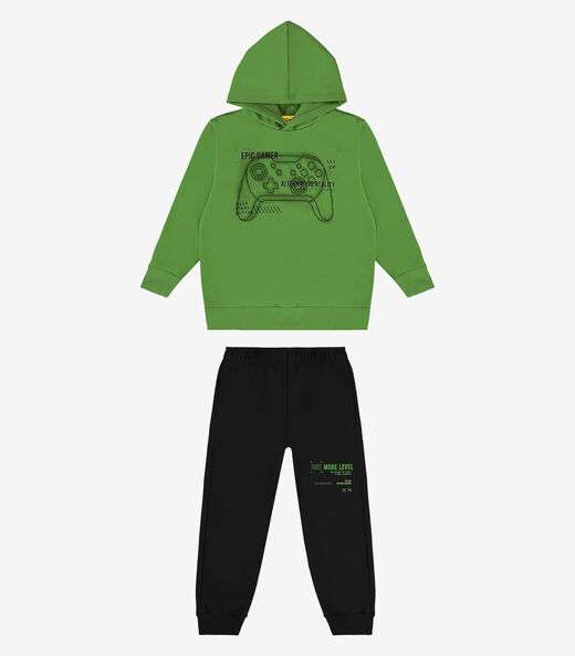 Conjunto Blusão Com Capuz E Calça Rovi Kids Verde