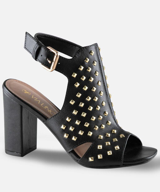 Sandália Feminina Open Boot Tachas Via Uno 