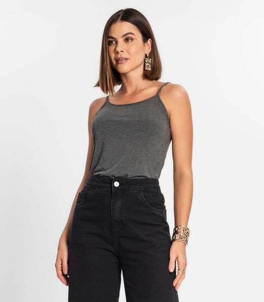 Image_Blusa de Alça Feminina Viscotorcion Básica Rovitex Cinza