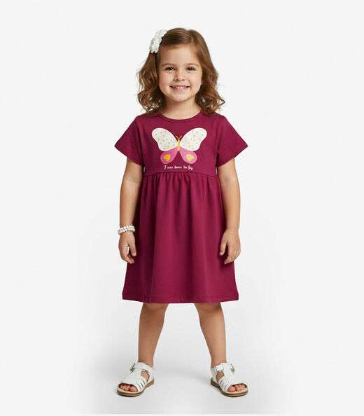 Vestido Infantil em Molecotton Select Vermelho