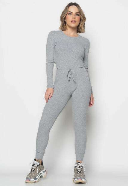 Image_Conjunto  Comfy Com Blusa Manga Longa e Jogger Canelada Mescla Salvatore Fashion
