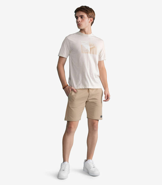 Bermuda Masculina Moletom Sarjado Com Bolso Minty Bege