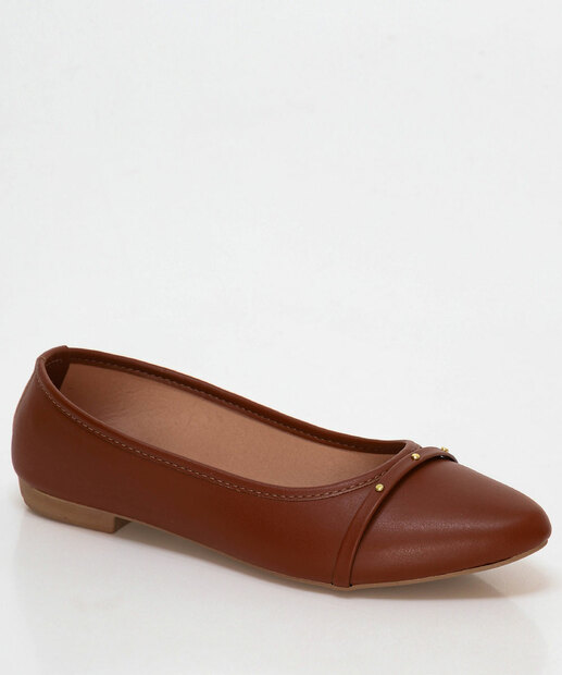 Image_Sapatilha Feminina Bico Fino Tachas Marrom
