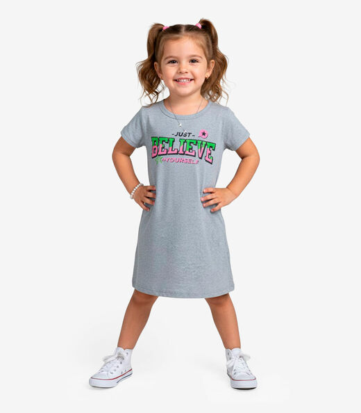 Vestido Infantil em Molecotton Select Cinza
