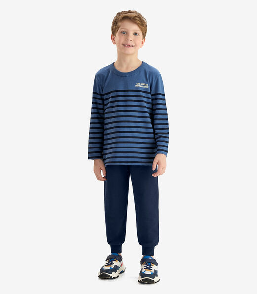 Conjunto Camiseta com Calça Malhão Fruit Rovi Kids Azul