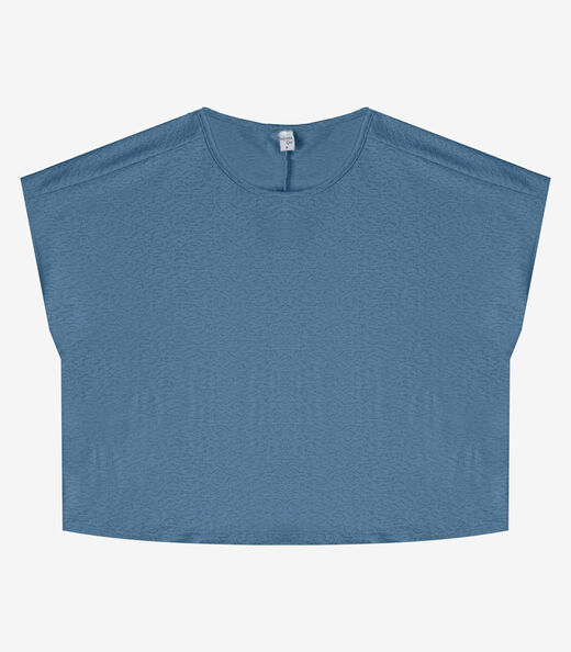 Blusa Feminina Malha Jacquard Vulca Infinita Cor Azul