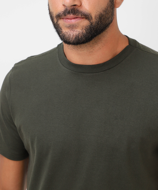 Camiseta Masculina Básica Manga Curta Marisa Verde