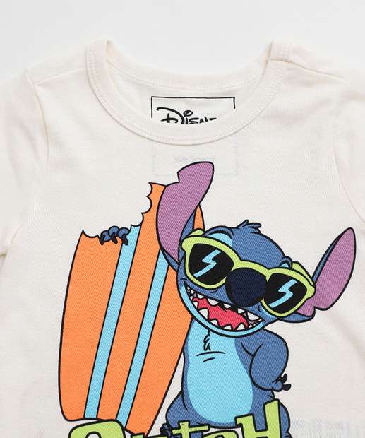 Conjunto Infantil Estampa Stitch Tam 1 a 3 Laranja