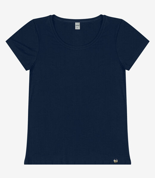 Blusa Feminina Viscotorcion Básica Rovitex Azul