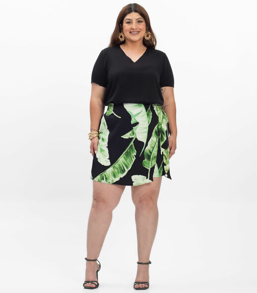 Blusa Manga Curta Feminina Plus Size Secret Glam Preto