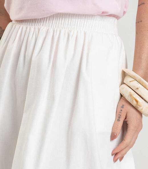 Saia Midi Feminina em Sarja Dianna Bege