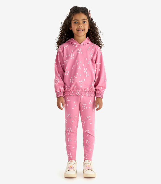 Conjunto Blusão com Capuz e Legging Rovi Kids Rosa