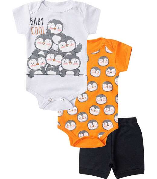Image_Kit Body Infantil Curto 3 Peças Select Laranja