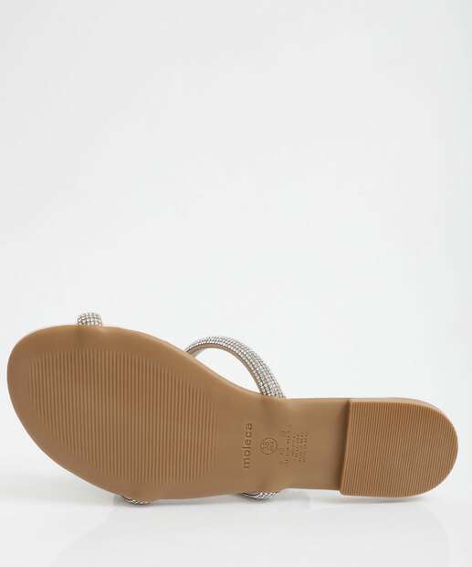 Rasteirinha Feminina Tiras Strass Moleca Branco