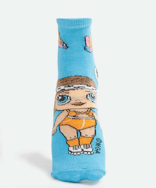 Kit 3 Pares Meias Infantil Estampa Boneca Lol