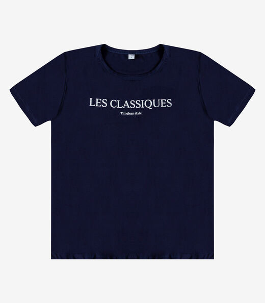 Blusa Feminina Manga Curta Infinita Cor Azul