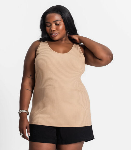 Image_Regata Plus Size Em Ribana Canelada Secret Glam Marrom