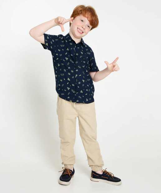 Camisa Infantil Manga Curta Estampada MR Tam 4 a 10