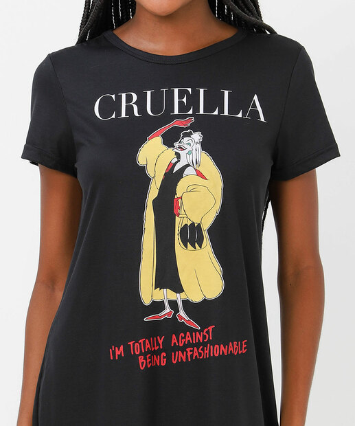 Camisola Estampa Cruella Disney Preto