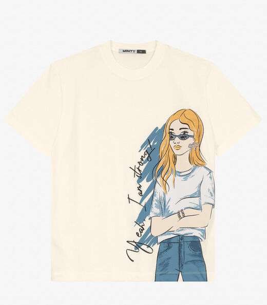 T- Shirt Juvenil em Meia Malha Minty Bege