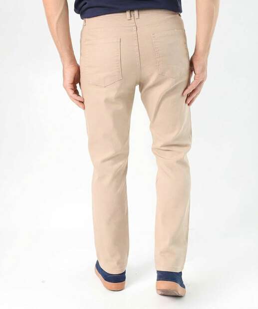 Calça Masculina Sarja Slim Bege