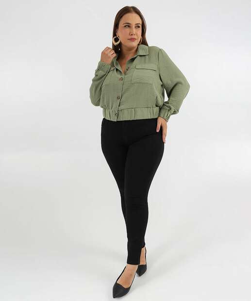 Jaqueta Plus Size Feminina Bomber Marisa Verde