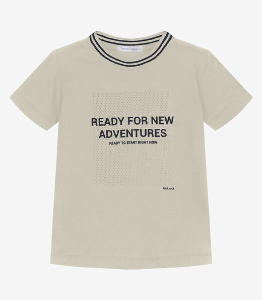 Conjunto Infantil Camiseta Com Bermuda Trick Nick Bege