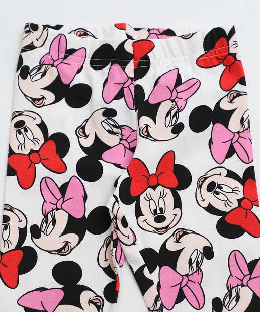 Calça Infantil Legging Minnie Tam 1 a 3 Off White