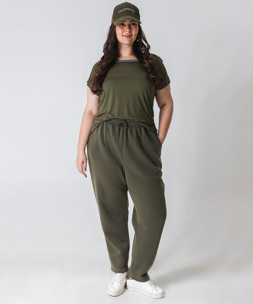 Image_Calça Plus Size Reta Moletom Flanelado Feminina Marisa Verde
