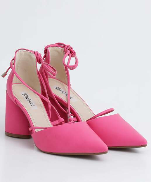 Scarpin Feminino Salto Grosso Amarração Bebecê