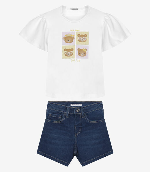 Conjunto Infantil Blusa Com Shorts Trick Nick Branco