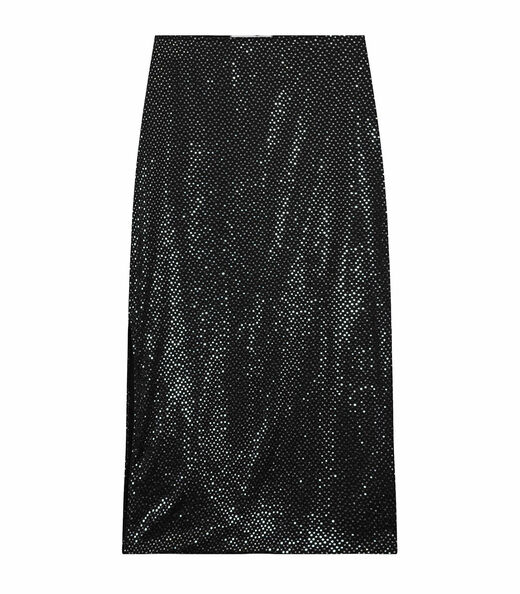 Saia Midi Feminina Em Lantejoula Endless Preto