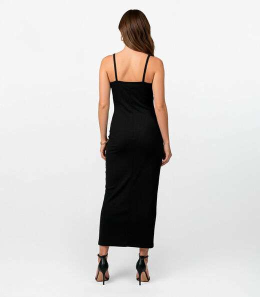 Vestido Feminino Em Ribana Infinita Cor Preto