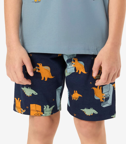 Piajama Camiseta Com Bermuda Infantil Rovi Kids Azul