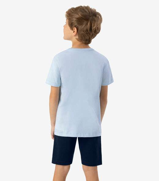 Conjunto Infantil Camiseta com Bermuda Rovi Kids Azul