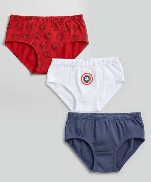 Image_Kit 3 Cuecas Infantil Capitão América Tam 2 a 12 Azul
