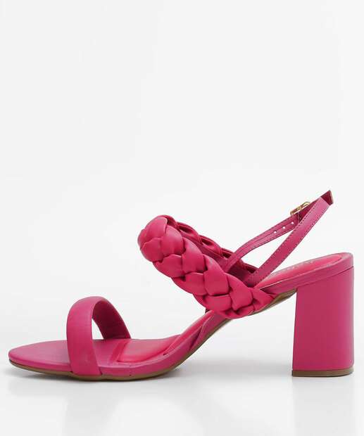 Sandália Salto Grosso Feminina Trançada Bebecê