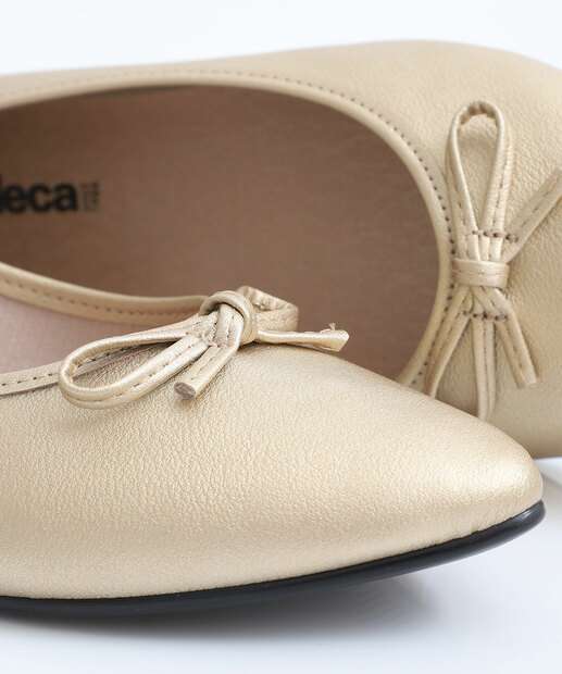 Sapatilha Feminina Bico Fino Metalizada Moleca Dourado