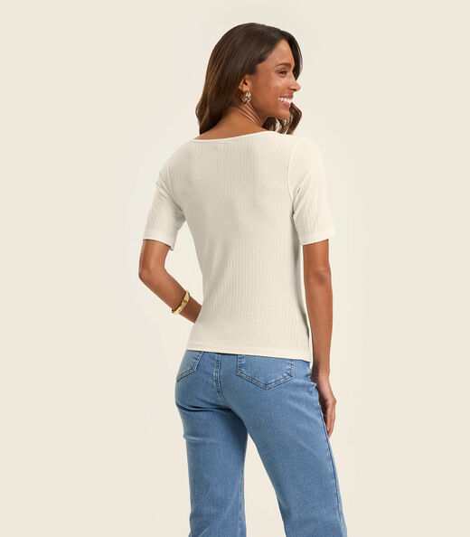 Blusa em Ribana Canelada Rovitex Bege