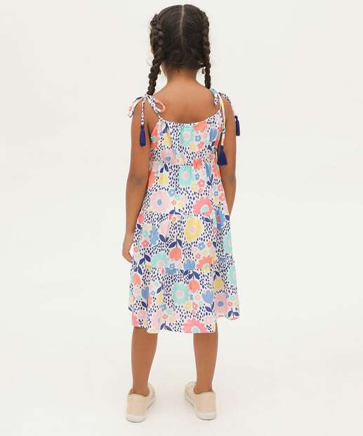 Vestido Infantil Alças Finas Flores Tassel Marisa Tam 4 a 10