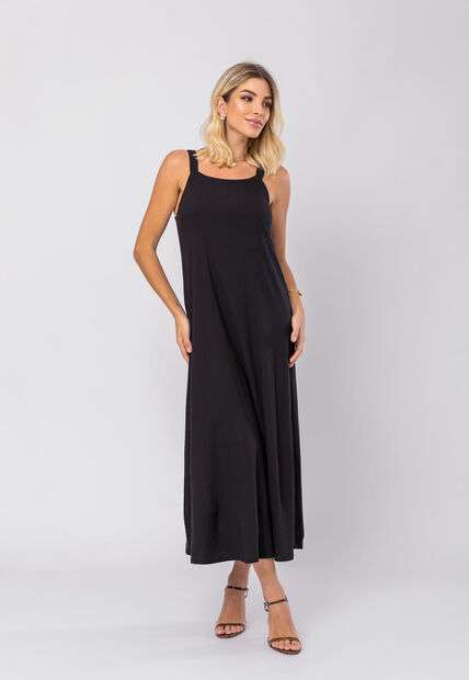 Image_Vestido Midi Viscolinho Premium com Alças Preto Salvatore