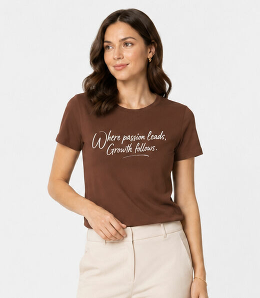 Image_Blusa Feminina  Molicotton E Estampa Infinita Cor Marrom