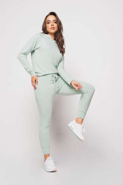 Conjunto  Comfy Com Casaco Capuz e Jogger Moletinho Verde Claro Salvatore Fashio