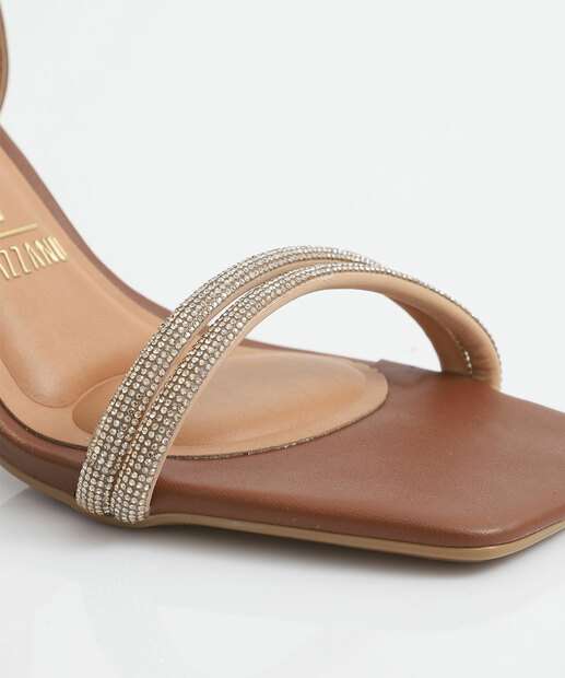 Sandália Feminina Salto Grosso Vizzano Caramelo