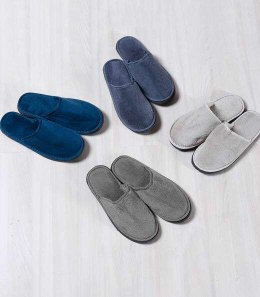 Pantufa Masculina Em Plush Bene Casa Cinza