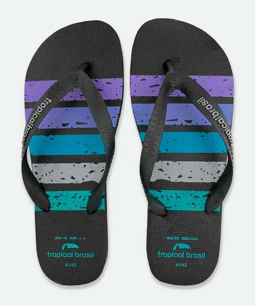 Chinelo Masculino Estampa Faixas Tropical Brasil
