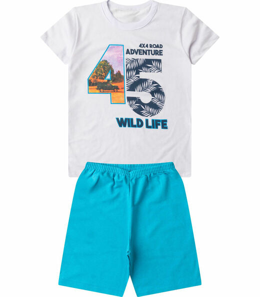 Conjunto Infantil Menino Básico Curto Kappes Branco