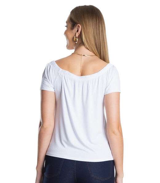 Blusa Feminina Canelada Infinita Cor Branco