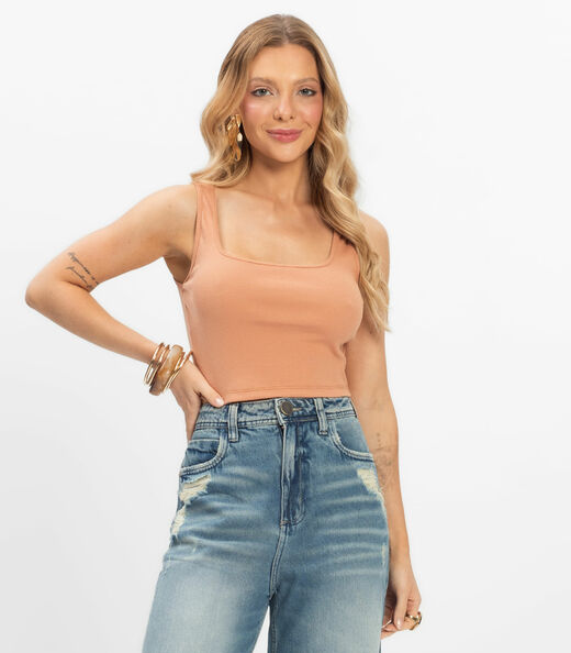Image_Top Básico Feminino em Ribana Rovitex Marrom