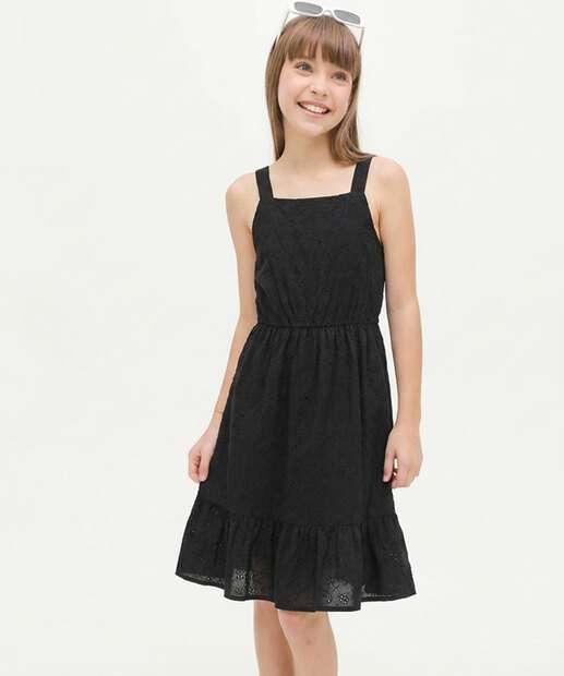 Vestido Juvenil Alças Finas Laise Marisa Tam 10 a 16 Preto